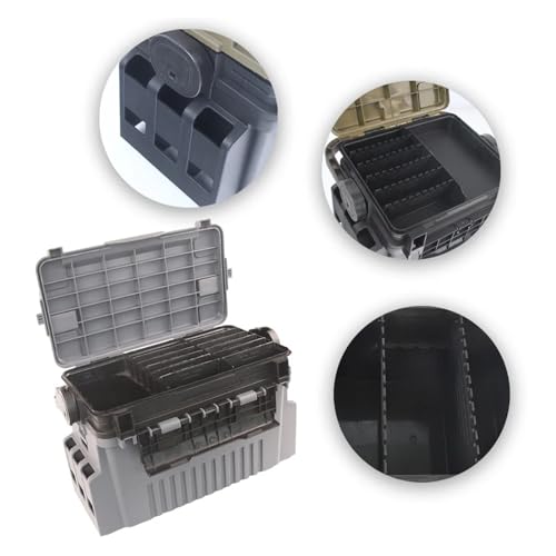 Boîte de matériel pêche multifonctionnelle grise en taille L avec compartiments modulables - 4