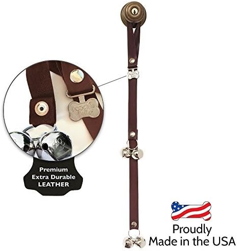 PoochieBells Authentic Premium Leather Edition Housetraining Dog Doorbells - Dark Walnut