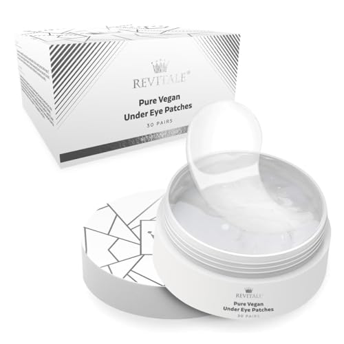 Revitale Pure Vegan Under Eye Patchs, aide à réduire les yeux gonflés et les cernes, revitalise les masques pour les yeux ternes – Nourrit, renouvelle, apaise (pot – 30 paires)
