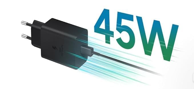 Image of Samsung Original 45W Super Fast Charger Compatible with Samsung S25 /S24 /S23 /S22 /S21 /S20 (Ultra /Plus /Fe), Note 20 /20+ /10 / Z Fold /Flip /S /A /F /M Series | Type C PD 3.0 Charger Combo,Black