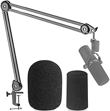 Perfect Effect - Suspension boom arm hold your SM7B microphone in any position you want. No sag, just rock solid. Professional Windscreen - The 2 Types of Pop filter compatible with SM7B microphones. Foam cover reduces wind and background noise. Easy...