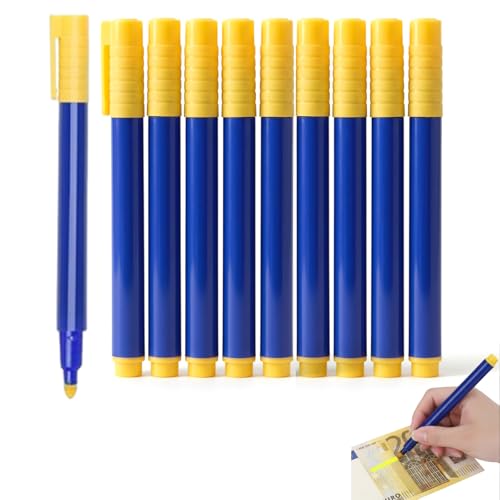 10 Stück Professionelle Geldscheinprüfer Stifte - Falschgeld Detektor für Euro, Dollar & Pfund - Unverzichtbar für Einzelhandel, Banken & Gastronomie