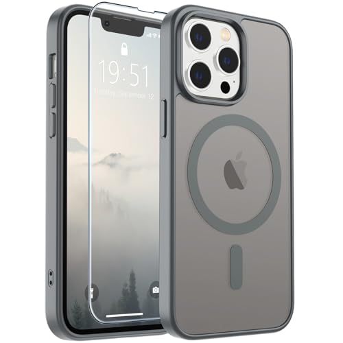 Image of SUPFINE Magnetic for iPhone 13 Pro Case (Compatible with MagSafe) (Military Grade Drop Protection) Slim Translucent Matte Shockproof with Anti-Fingerprint Phone Case,Gray