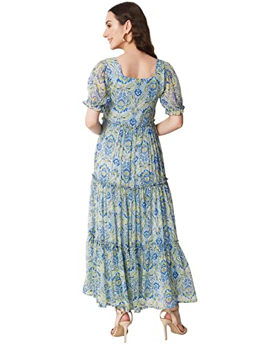 Image of ALL WAYS YOU Women's Casual Tie-Dye Half Sleeve Poly Georgette Ankle Length Dress for Women (A2107DRPR412)