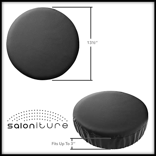 Saloniture 2-Pack Round Stool Seat Cover, 13-1/2 Inch Waterproof Slipcover For Swivel Chair Or Barstool - Black #TOP6