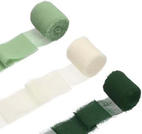 Chiffon Sibbon - 1.5 Inch x 16 Yards,3 Rolls Ribbon for Wedding Decor, Bridal Bouquets, Invitations, Ribbon for Gift Wrapping & Party Decorations (White, 5)