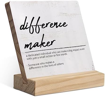 Difference Maker Definition Wood Plaque with Wooden Stand,Motivat...