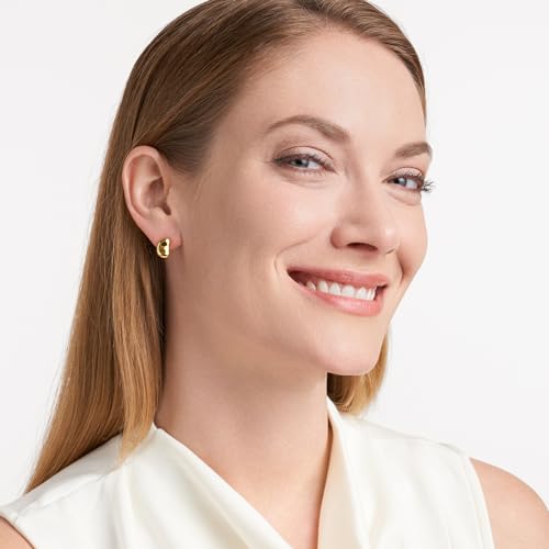 MORGAN & PAIGE .925 Sterling Silver Rhodium, 18K Yellow Gold or 14K Rose Gold 12mm Bean Stud Earrings for Women - Hypoallergenic Minimalist Modern Bean Shaped Design Sterling Silver Earrings4