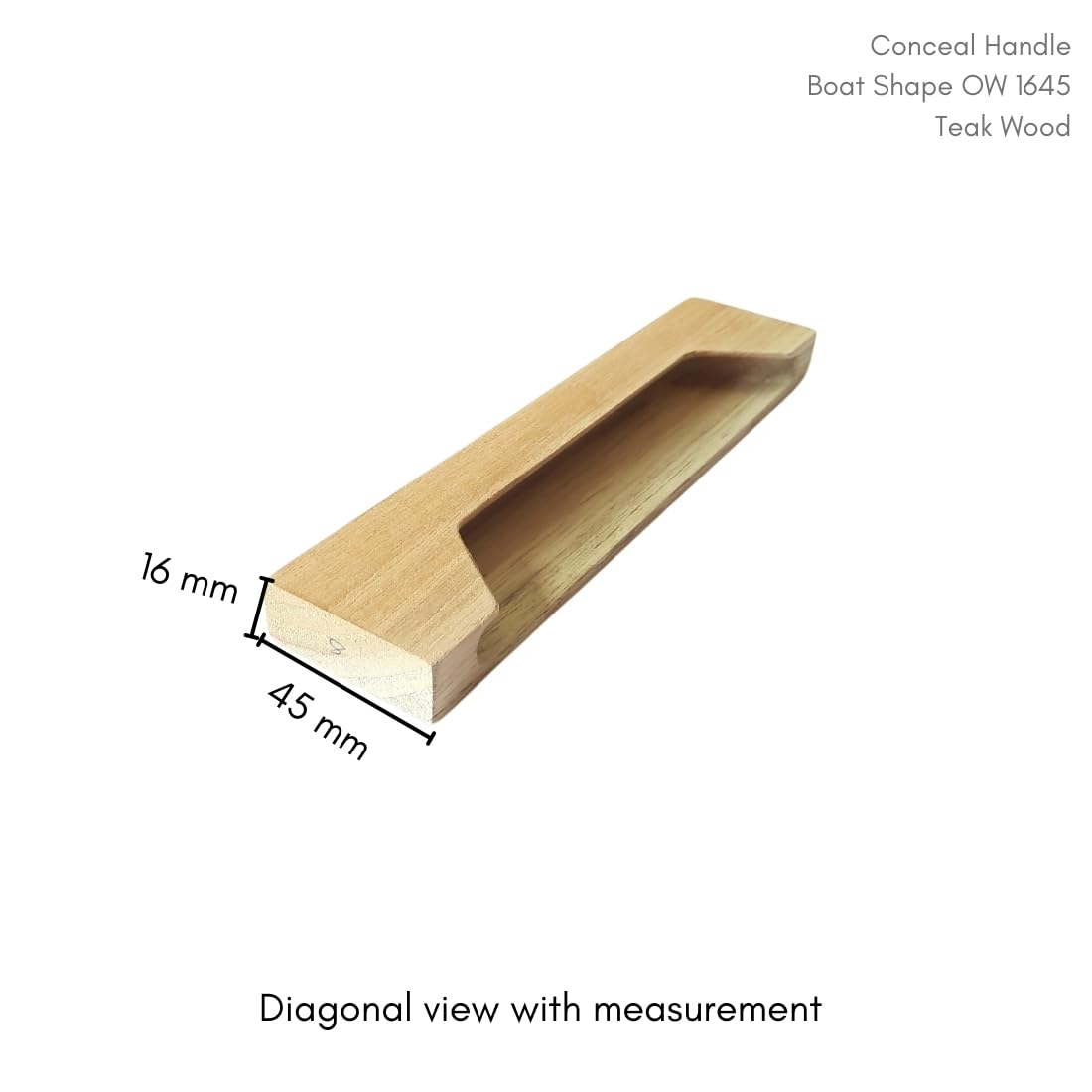 Wooden Concealed Handle - Boat Shape Design -2