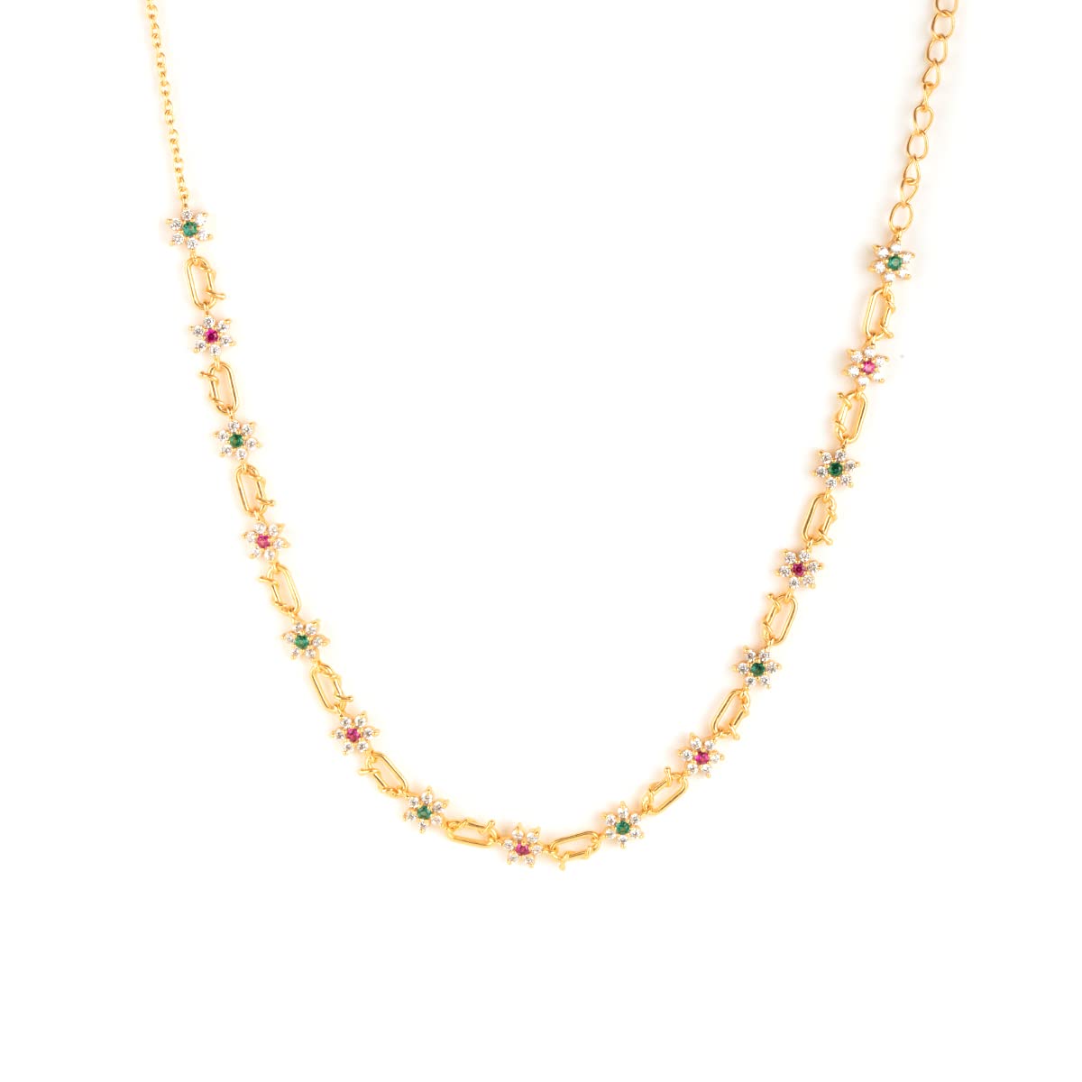 Shaya Women By Caratlane Link Of Love 7 Stone Necklace In Gold Plated 925 Silver (B0B2M2TNHX) Amazon Price History, Amazon Price Tracker