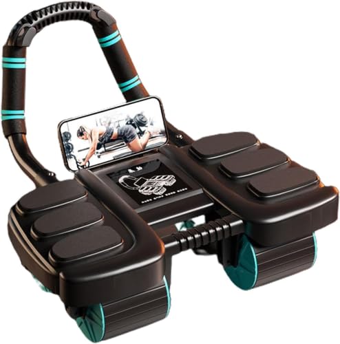 SKY-TOUCH 4-Wheel Automatic Rebound Ab Roller - Ultimate Core Strength Trainer with Elbow Supports Knee Mat and Timer for Effective Abs Workouts 36 * 23 * 25cm Black