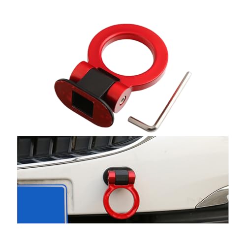 Adunsiaoto Gancio di Traino per Auto Decorativo Universale, Gancio di Traino Auto Tralier Accessori-Auto, Gancio Traino per Auto-Forma Anello, Anello Universale A Forma-Gancio Traino-Auto(Rosso)