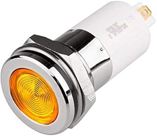 H16F-10Y, High Intensity LED Indicator, 16mm Panel Hole, Flat Head Type, Yellow, 110V AC