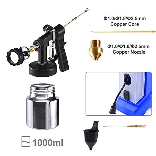 Delxo 1000ml Paint Sprayer 650W High Power HVLP Paint Sprayer,Even Spray,No Leaking,Good Cooling Portable Design Perfect for Beginner DIY Painting Fences,Walls,Floor and Furnitures 3 Copper Nozzle
