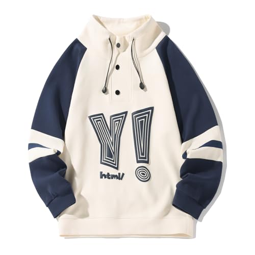 GURUNVANI Mens Color Block Sweatshirt Oversized Graphic Pullover Stand Collar Pullover Tops