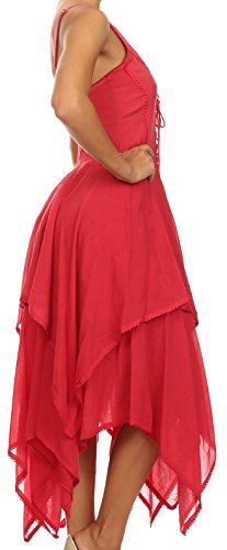 Image of Sakkas Lady Mary Jacquard Corset Style Bodice Lightweight Handkerchief Hem Dress