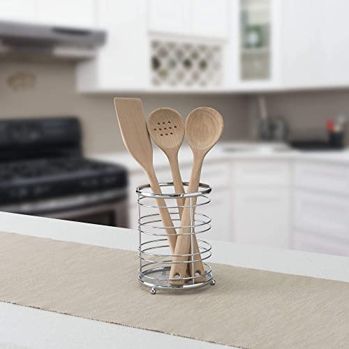 Home Basics Chrome Collection Steel Cutlery Holder Organizer, Free Standing, Kitchen Countertop, Silver #TOP5