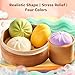 Giant Glitter Dumpling, Giant Dumpling Squishy, Slow Rising TPR Fidget Toy with Steamer Case, Soft Large Sensory Ball for Adults & Kids, for Sensory Play (Yellow)