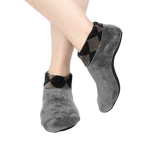 Image of Womens Non Slip Grip Socks Leopard Print Soft Cozy Thick House Indoor Boot Sock Shoes Winter Thermal Fleece Slipper Socks