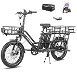 Fafrees FF20 CUV Pedelec | StVZO - 250W Motor | Modulares Familien - E-Bike | Doppelbat 140km Reichw | 200KG Nutzlast Allwetterreifen (Kindersitz + hinterer Laderahmen, schwarzer Stil 4)