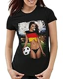style3 WM 2022 Soccer Girl Damen T-Shirt Fußball Trikot Germany Schwarz, Größe:L, Land:Portugal