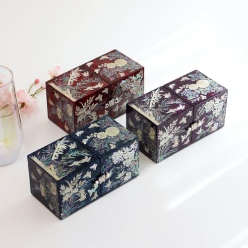 Hanji Mini Mother of Pearl Double-Lidded Small (Four Gentlemen) Secret Jewelry Box