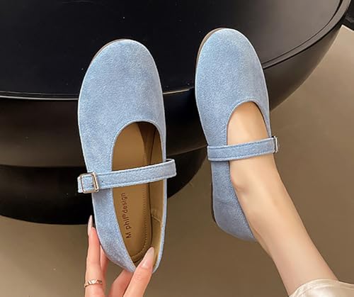 Niction Mary Jane Shoes Women Slip on Ballet Flat Dressy Comfortable Suede Round Toe Ankle Strap Flats Comfortable Dress Shoes for Women Dressy2