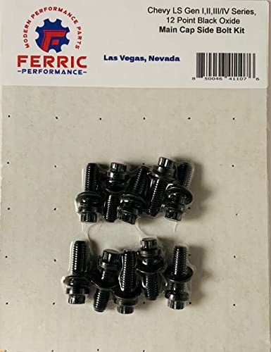 Ferric Performance - Chevy Ls Gen I,Ii,Iii/Iv Series - 12 Point Black Oxide - Main Cap Side Bolt Kit #TOP16