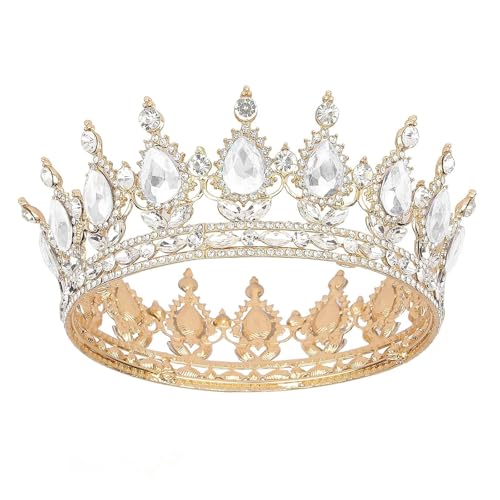 Culinavog Coronas Para Tartas, Corona Princesa De Cristal, Redonda Completa corona Reina,coronas Para Tarta De Cumpleaños,Imitación Brillantes Tiara Redonda Para Bodas,Fotografía,Fiestas De Cumpleaños