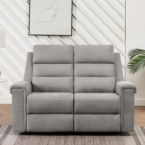 Image of Torque - Alina 2 Seater Fabric Manual Recliner | Recliner Sofa /Chair for Living Room, Bedroom, Office (Grey) | 1 Year Warranty