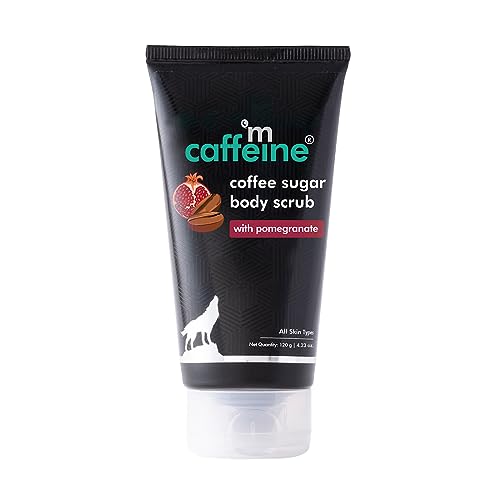 mCaffeine Sugar Body Scrub with Coffee & Pomegranate for Exfoliation & Tan Removal | 84% Removal of Dead Skin | Travel Friendly Product for All Skin Types & Gender | 120ml