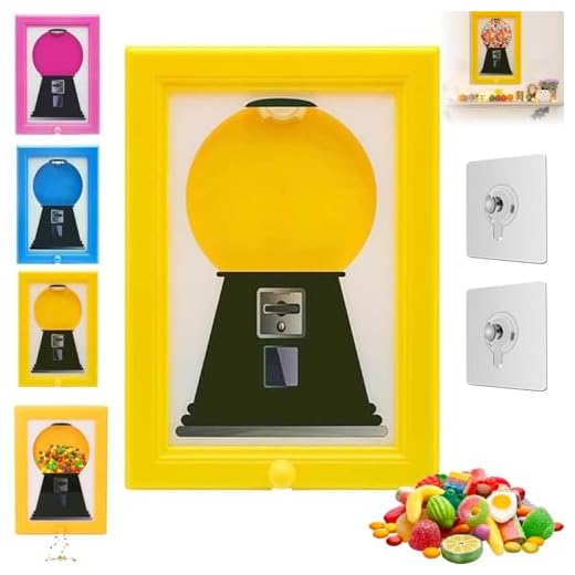 chinatera Candy Dispenser Picture Frame, 2025 New Wall Mounted Candy Dispenser Frame, Handy Candy Frame Dispenser For M&M Nut Gumball Pet Treat Dispenser, Birthday & Holiday Gifts (Yellow)