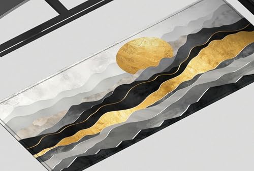 Image of Golden Horizon Premium Desk Mat | Anti-Skid | Anti-Slip | 60 x 28 cm | Laptop Mat for Work from Home /Office /Gaming- Extended Mouse pad and Keyboard Desk mat