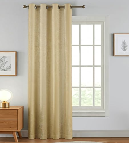 Image of FRESH FROM LOOM Supreme Texture Polyester Padre| Semi Black Out 80% Room Darkening Curtains for Home 8 Feet Screens | (Beige | 1pc| Double Weaved Parda | Eyelet Ring | Window & Door Curtain)
