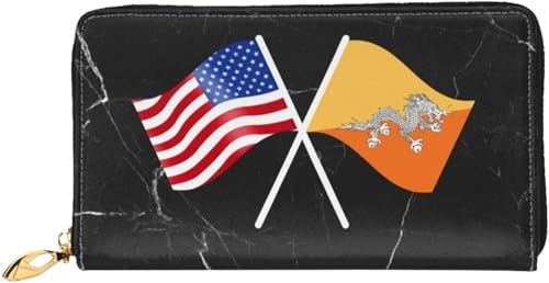 American And Bhutan Flag Wallet Card Bag