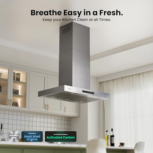 VIKIO HOME Island Range Hood 1200 CFM, 30 Inch Stainless Steel Ducted Island Mount Range Hood, Gesture Sensing & Touch Control, 3-Speed Fan by VIKIO HOME - Image 3