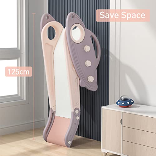 Onasti Kids Slide For Toddlers Age 1-3 Indoor Baby Plastic Slide Outdoor Climber Freestanding Playset With Basketball Hoop & Ring Game Pink #TOP7