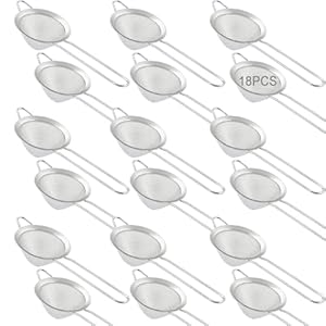 18 PCS Tea Strainers Cocktail Strainer Stainless Steel Fine Mesh Small Strainer, 3.3”Mini Tea Strainer with Long Handle for Cocktails Tea Herbs&Drinks,Conical Tea Filter Bar Colander Food Loose Tool
