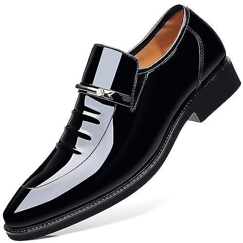 Men's Business Casual Loafers Patent Leather Formal Oxford Slip On Dress Shoes for Men