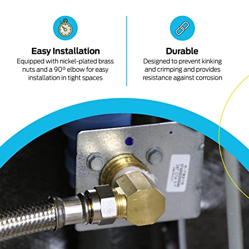 Eastman Dishwasher Installation Kit, 3/8 Inch Compression, 3/8 Inch Mip Elbow, 3/4 Inch Fht Elbow, 8 Foot Braided Stainless Steel Dishwasher Connectors, 41059 #TOP2
