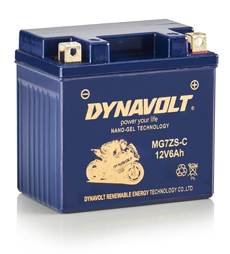 DYNAVOLT - NANO-GEL MG7ZS-C Motorradbatterie 12V 6Ah 180A. Ersetzt YTZ7S. Maße: 113x69x105mm. Wartungsfreie Motorradbatterien mit Nano-Gel-Technologie. Ideal für Rennmotorräder