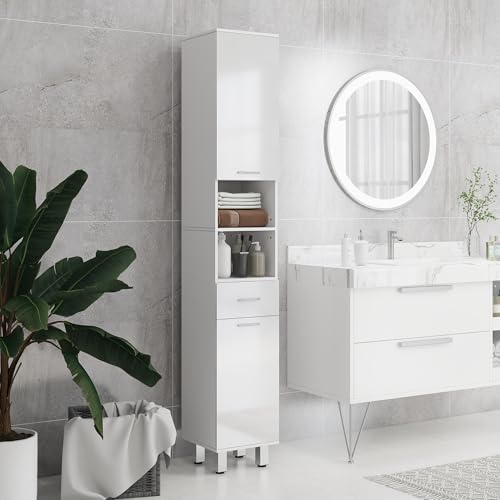 Colonne salle de bain 180 cm portes brillantes kleankin