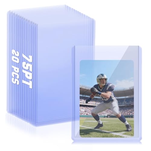 DEDC 20 Top Loader Thick Card Load Holder Storage for Trading Cards Sports Sleeves Hard Plastic 75 Point Protective Toploaders 3x4 Rigid Memorabilia Collectibles