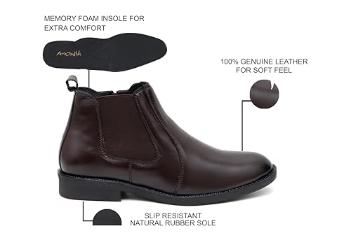 Image of ARAMISH Men's Genuine Leather Chelsea Boots