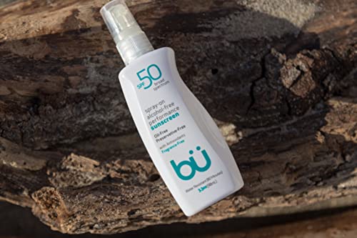 Sunscreen Spray Spf 50 By Bu Value Pack- Travel Size Organic Sun Block For Sensitive Skin - Oil-Free, Alcohol-Free, Non Comedogenic, Water-Resistant (Fragrance-Free, 3.3 Ounce - 3 Pack) #TOP5