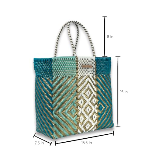 Bolso Tote grande tejido de plástico para mujer miniatura 2