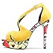 HDEUOLM Women Stiletto High Platform Heel Peep Open Toe Sandals Ankle Strap Wedding Dress 4.7 Inches Heels Yellow 8 M US