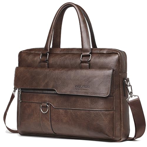 YY GEWETAO Mens Messenger Bag Leather 15.6 Inches Laptop Briefcase Large Laptop Bag Satchel Crossbody Bag