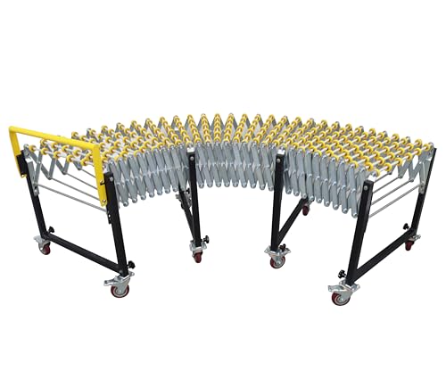 TECHTONGDA Folding Conveyor ABS Wheels Stand Retractable Adjustable 47-177 Inch Length 29.5-45.3 Inch Height 23.5 Inch Width Carbon Steel Frame