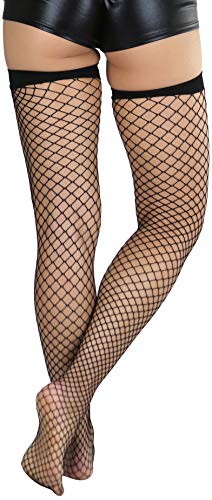 Image of ToBeInStyle Women's Vibrant Large Net Fishnet Thigh High Elastic Nylon Novelty Stockings